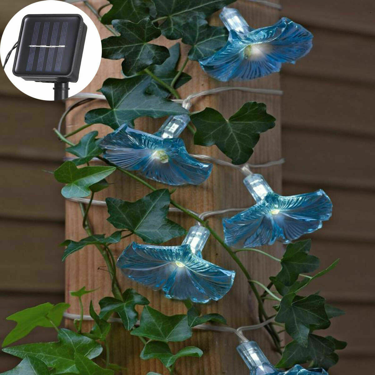 2PK Morning Glory Solar String Lights Garden Decor Flower Lantern Xmas Tree Lamp