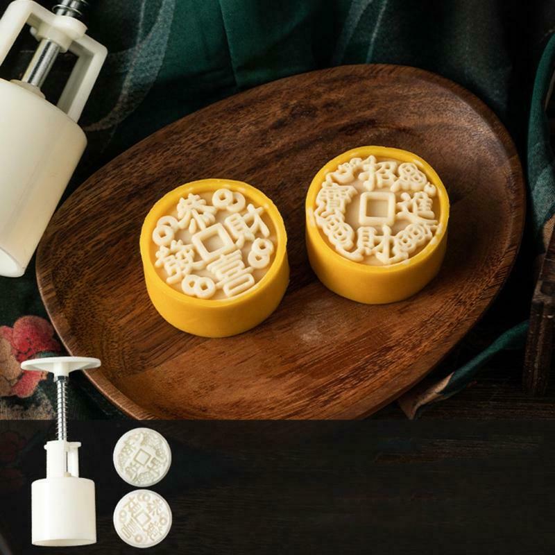2pcs Stamps 50g Plastic Mooncake Mould Cookie Cutter for Baking Mooncake Gadgets