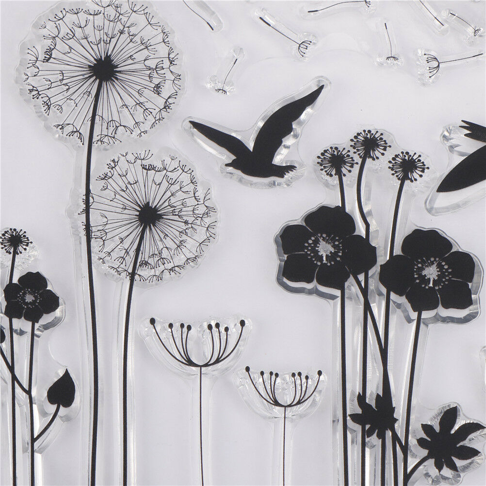 Dandelion and bird Pattern Scrapbooking Decorating Rubber Stamp Clear Stam.l8