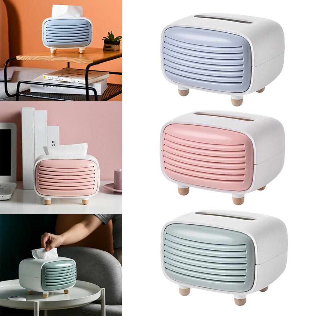 2Pcs Radio Tissue Box Paper Towel Storage Box Napkin Organizer Paper Office