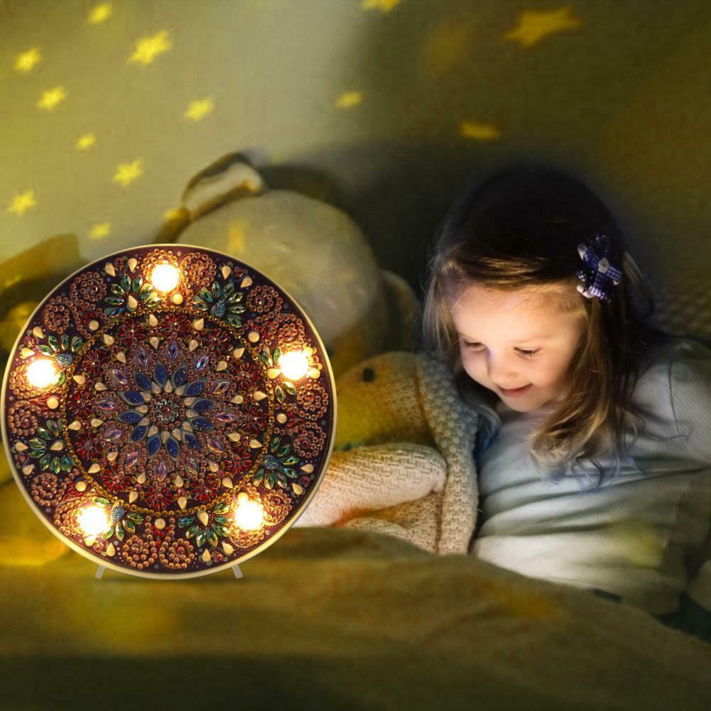 Mandala DIY Special Shape Full Drill Diamond Painting LED Light Night Lamps @