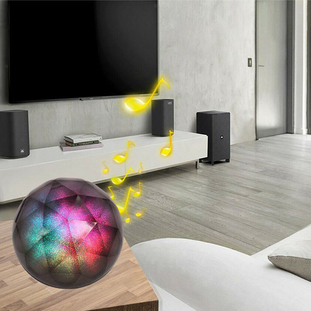 Portable Bluetooth Speaker LED Colorful Light Crystal Ball Room Aux Input