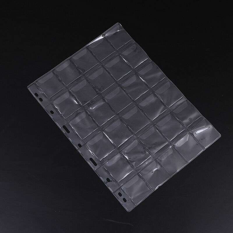 1 Sheet 30 Pockets Plastic Coin Holders Storage Collection Money Album Case:0.DD