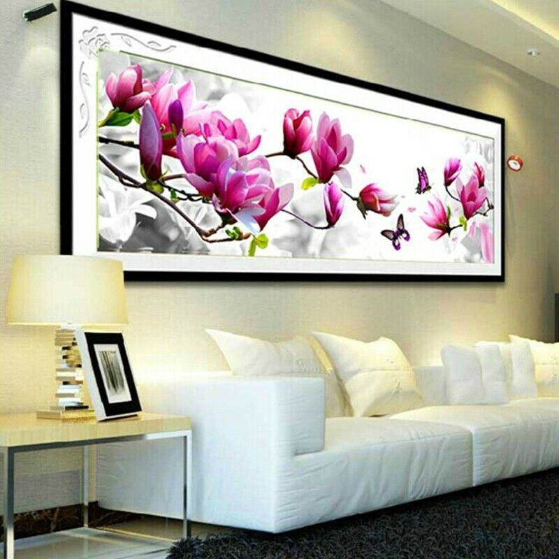 5D Embroidery Butterflies Magnolia Round Diamond Painting Cross Stitch Kits