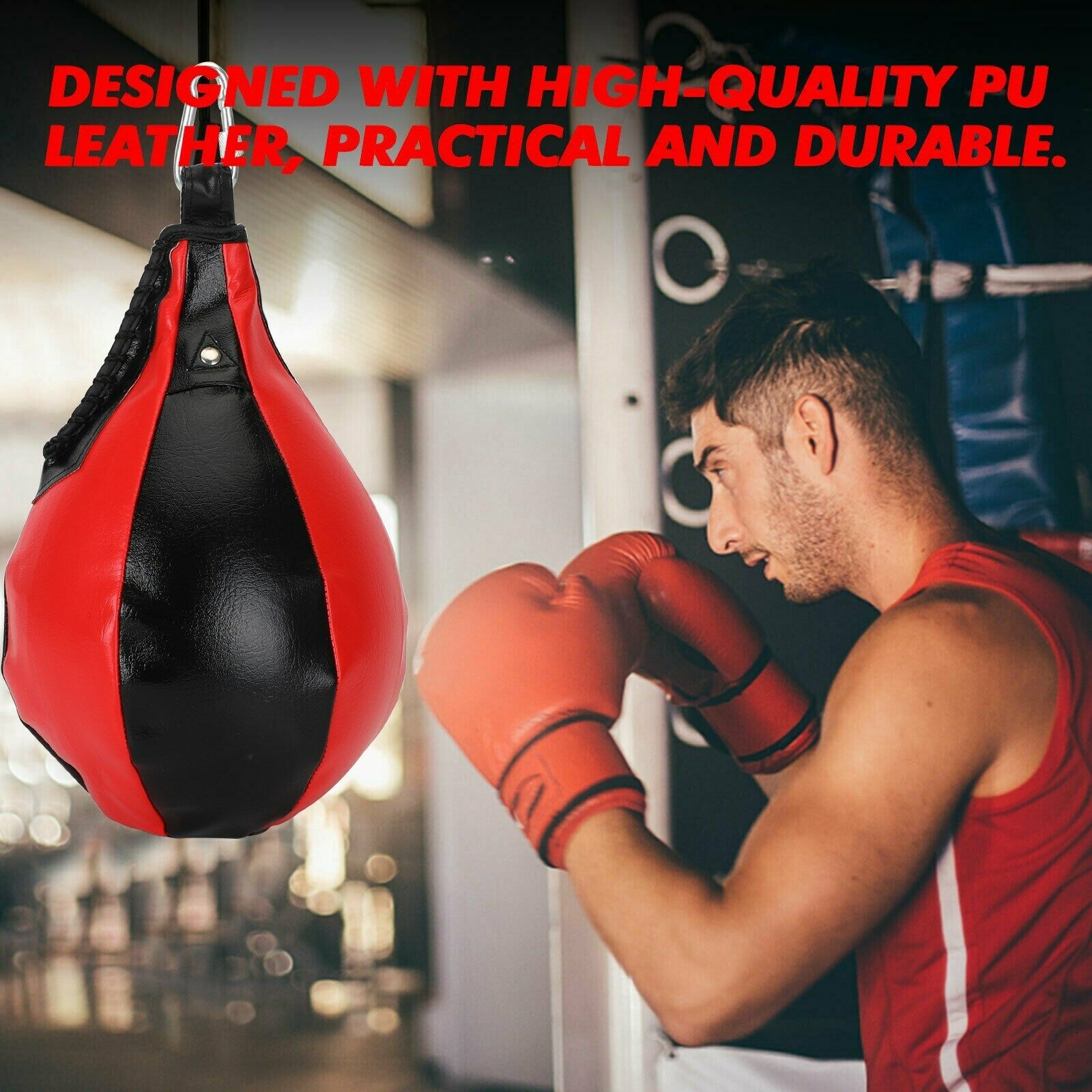 Leather Speed Bag Boxing Speed Ball MMA Kickboxing Training + Inflator B