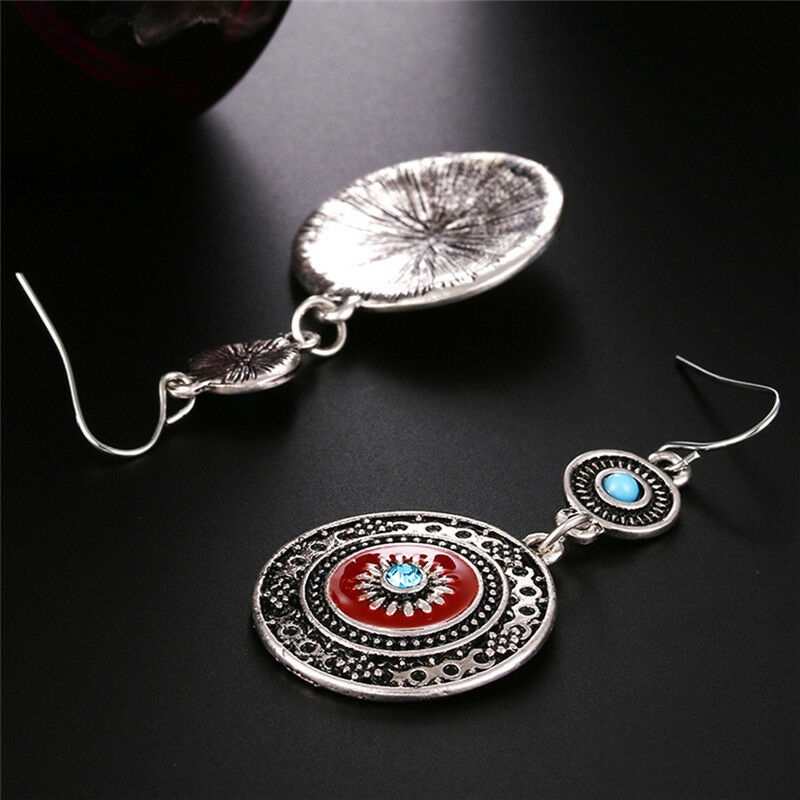 Bohemia Ear Stud Drop Dangle Earrings Long Ethnic Round Earrings Women Jewel Lt
