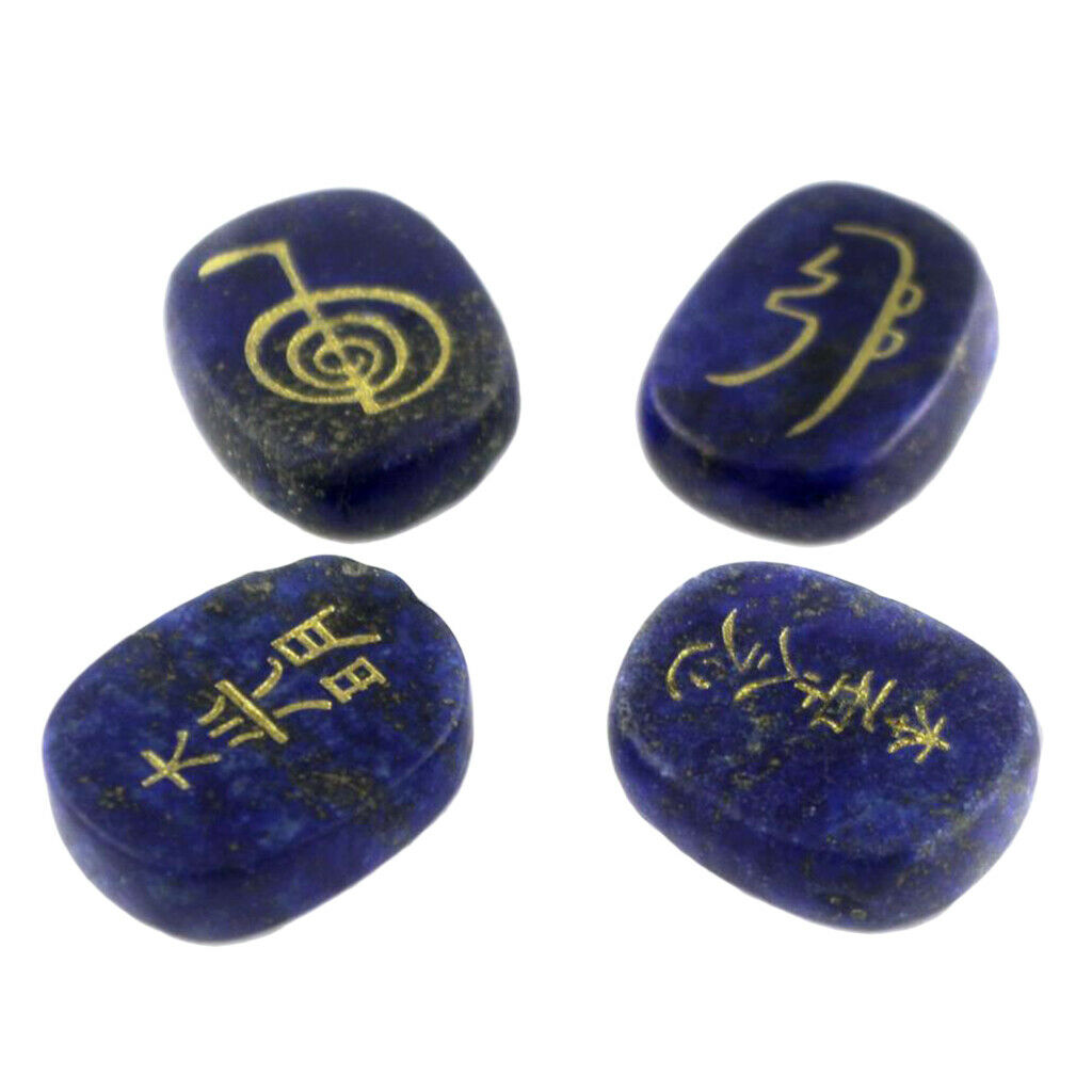 4 Pieces Crystal Pebble Eggstone Polish Sculpture Lapis Lazuli Jewels Decorative