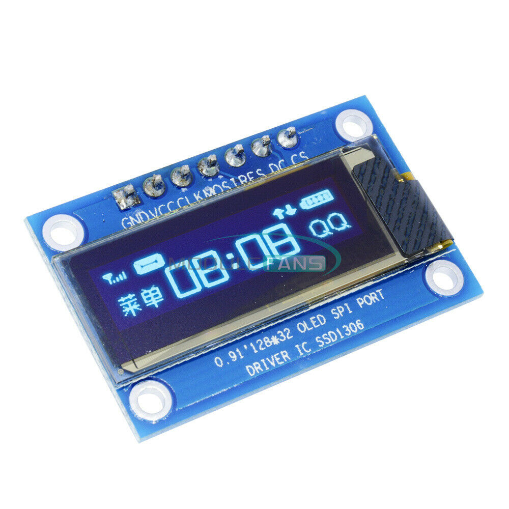 0.91" 128x32 Blue OLED LCD Display Module SPI Interface for Arduino/STM32 /51