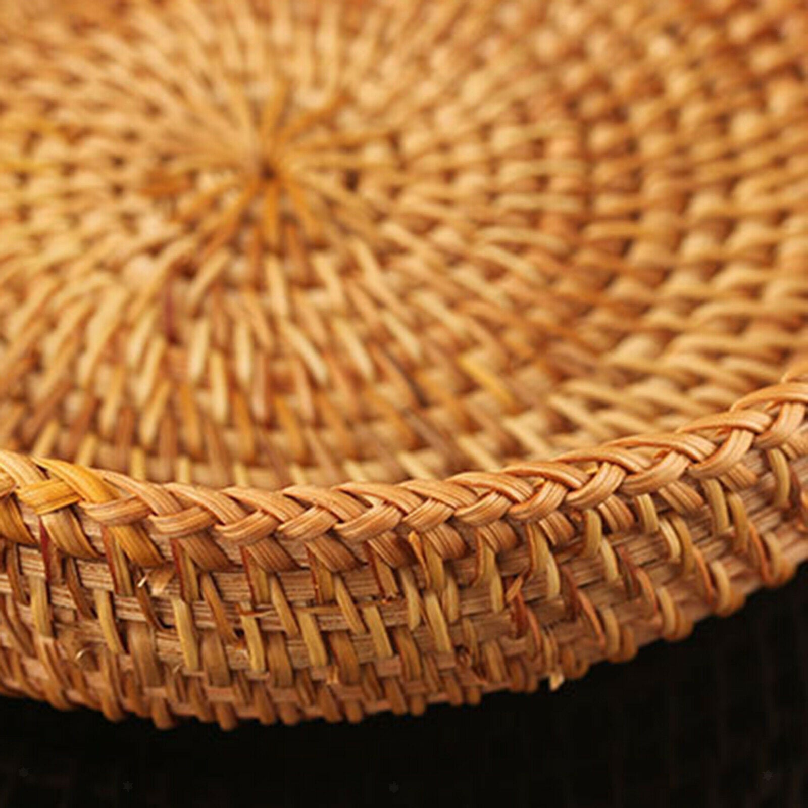 7-inches Round Wicker Bread Basket, Hand Woven Tabletop Food Fruit Vegetables