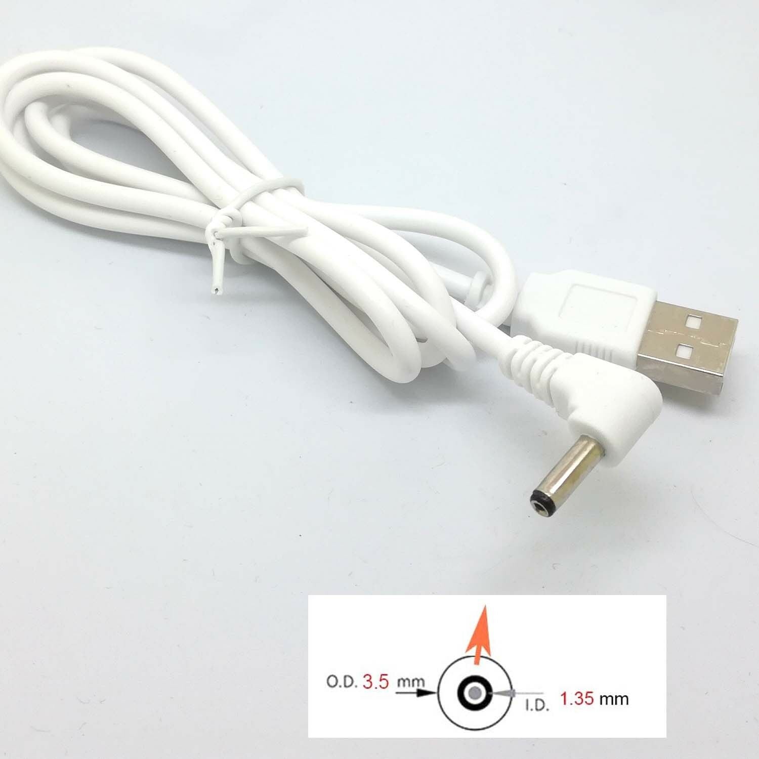 90 Angle PC USB Male to 5V DC 3.5mm x 1.35mm Barrel Connector Power cable whi kd
