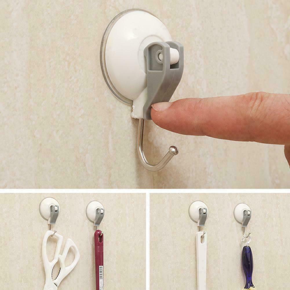 2PCS Strong Hold Vacuum Suction Cup Hooks Shower-Kitchen Walls Organizer J9K9