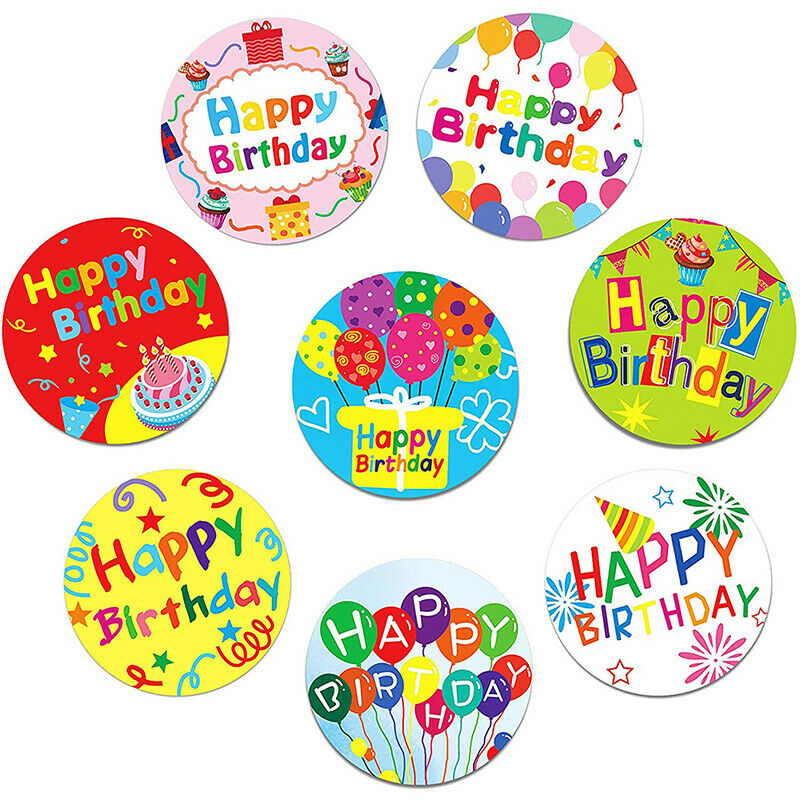 500Pcs/Roll Happy Birthday Round Stickers Party Gift Packaging Seal Labels