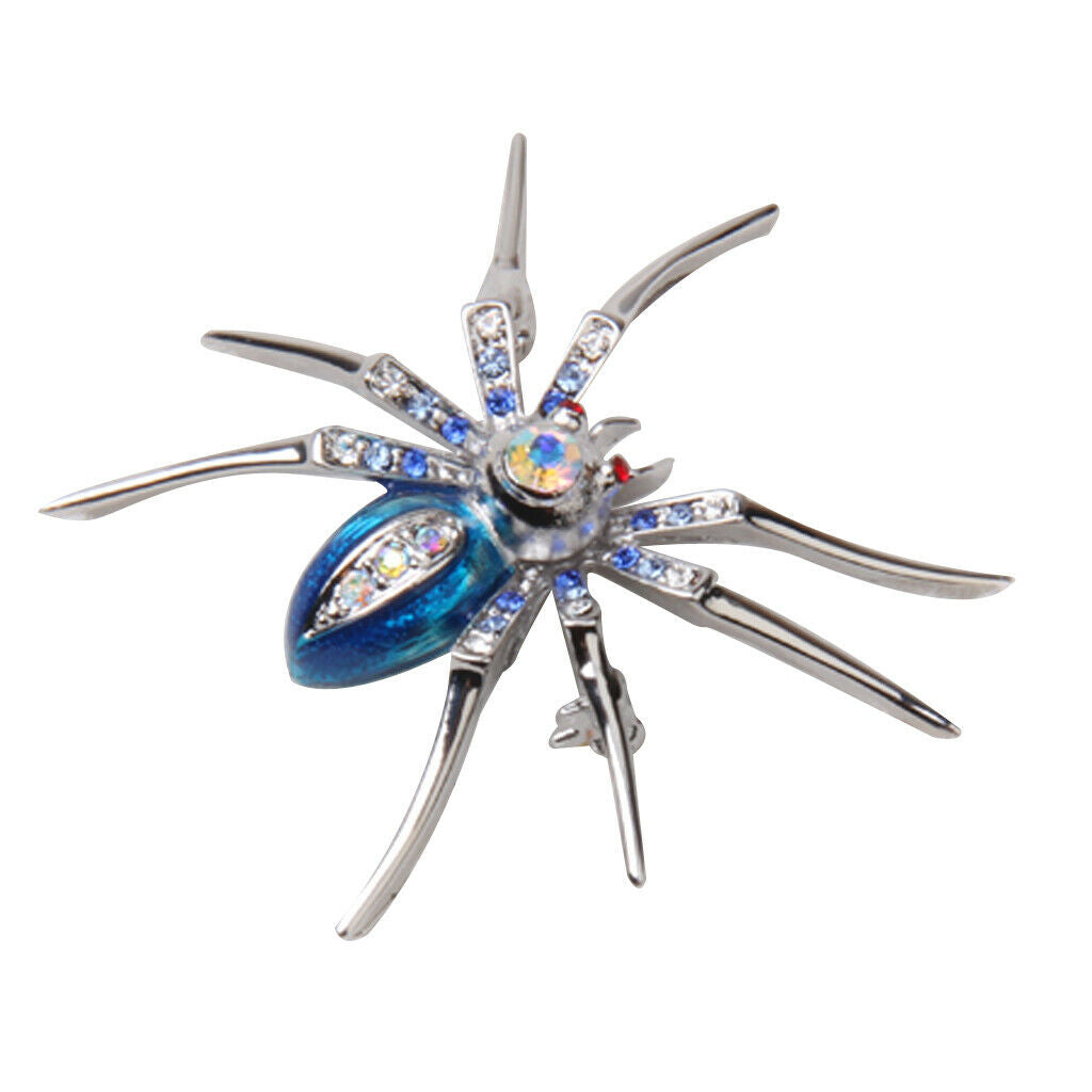 Shiny Dazzling Spider Clip Pin Brooch Colorful Rhinestones Bag Hat Art Decor
