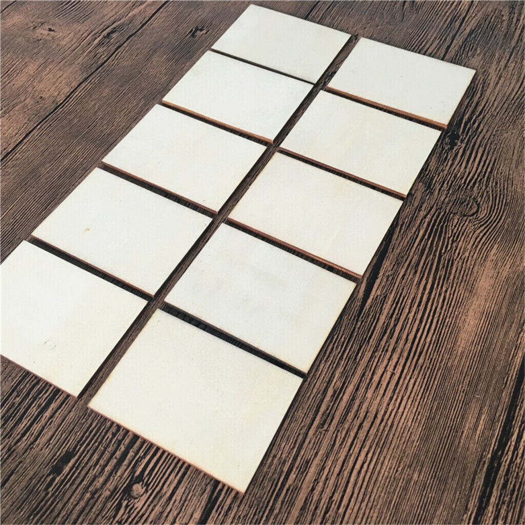 10pcs Blank Plywood Card Unfinished Wood Plaque Sign DIY Decorative Crafts