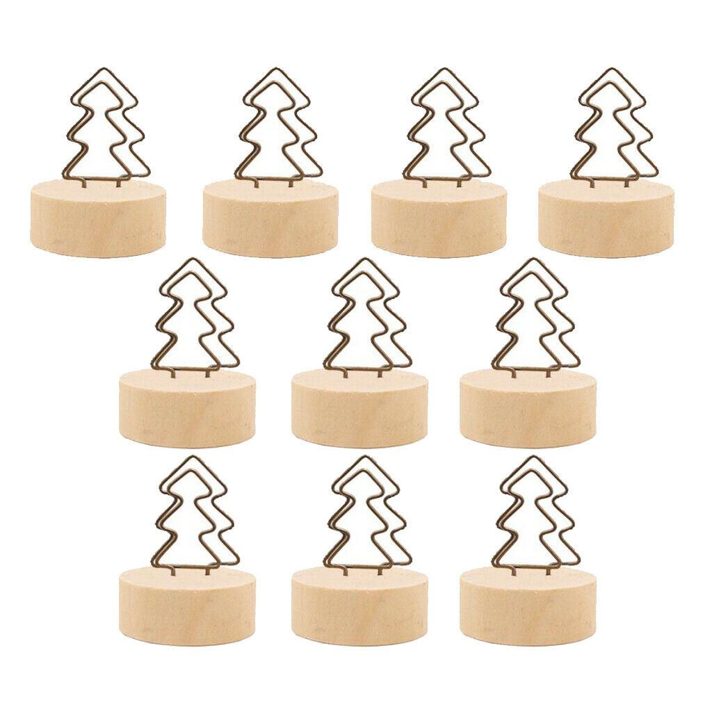 10x Wooden Base Wire Photo Clip Wedding Table Place Card Holder Tree