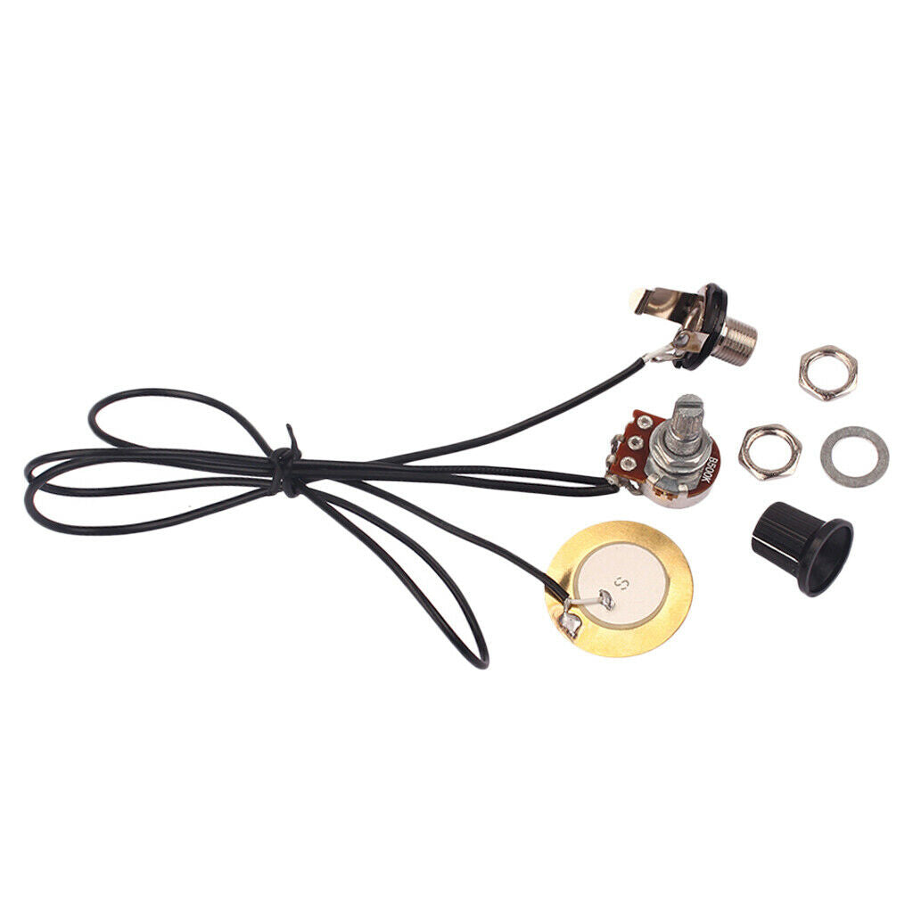 1T1V Prewired Piezo Pickup With Volume Knob For Cigar Box Guitar Parts