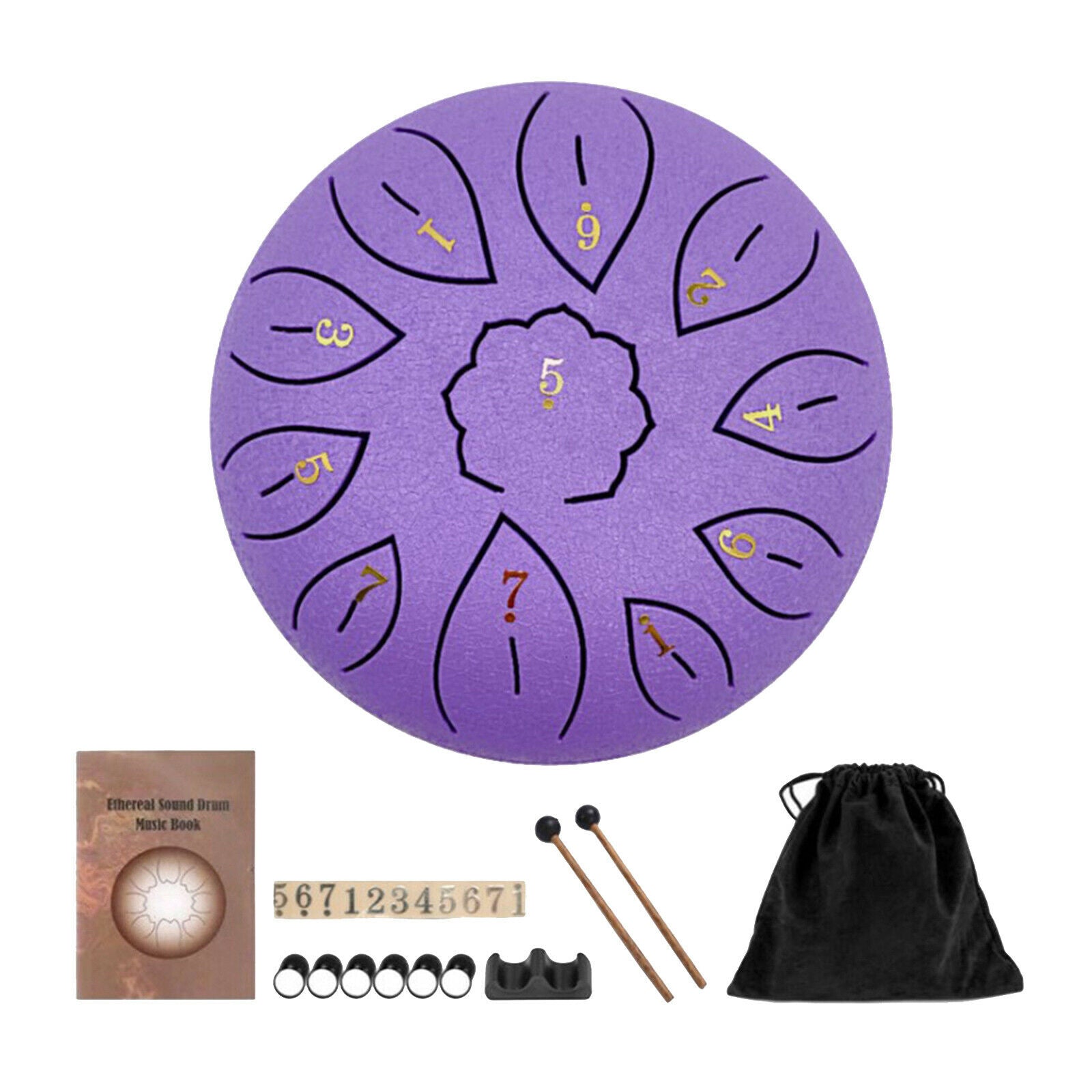 1pc 6 Inch Steel Drum w/ Drum Mallets Travel Bag Music Education Gift purple