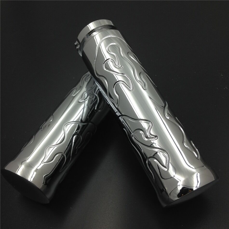 Billet Flame style1" HAND GRIPS for Harly Davidson bikes 1986-2012 Chrome