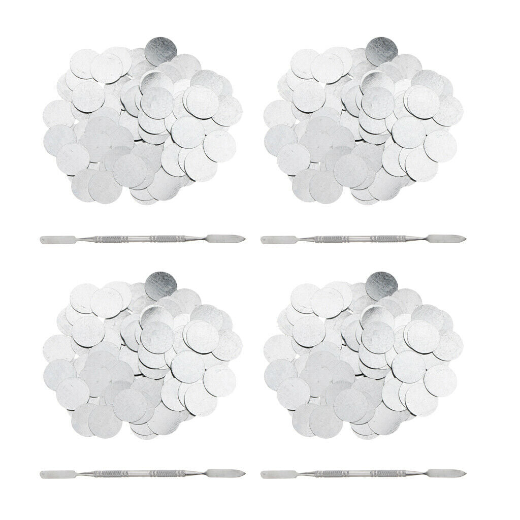 400x Empty Makeup Pans Stickers 4x Depotting Spatula for Eyeshadow Blush