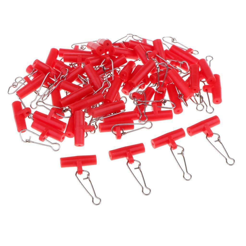 50Pcs Fishing Sinker Slides with Hooked Snap Connectors for Braid Line S