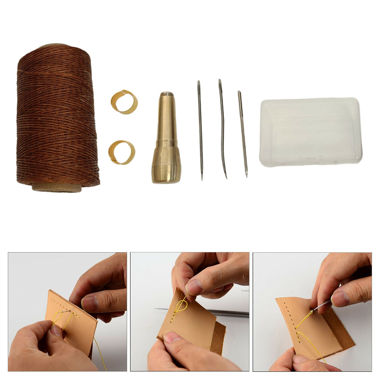8Pieces Canvas Sewing Awl Needle 250m Waxed Thread for Leather and Leather