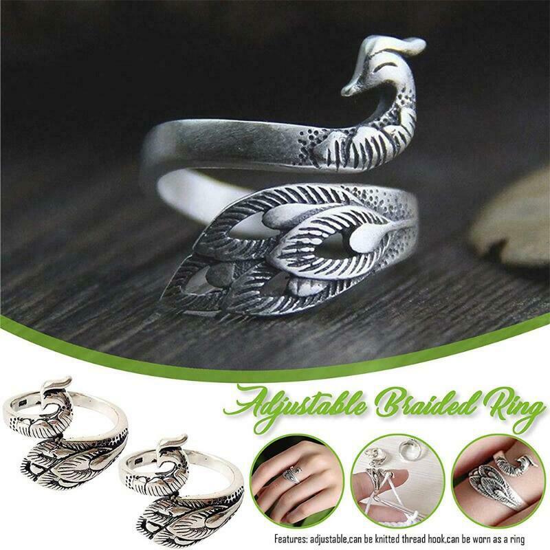 3Pack Adjustable Knitting Loop Crochet Loop Ring Knitting Accessories,Peacock Op