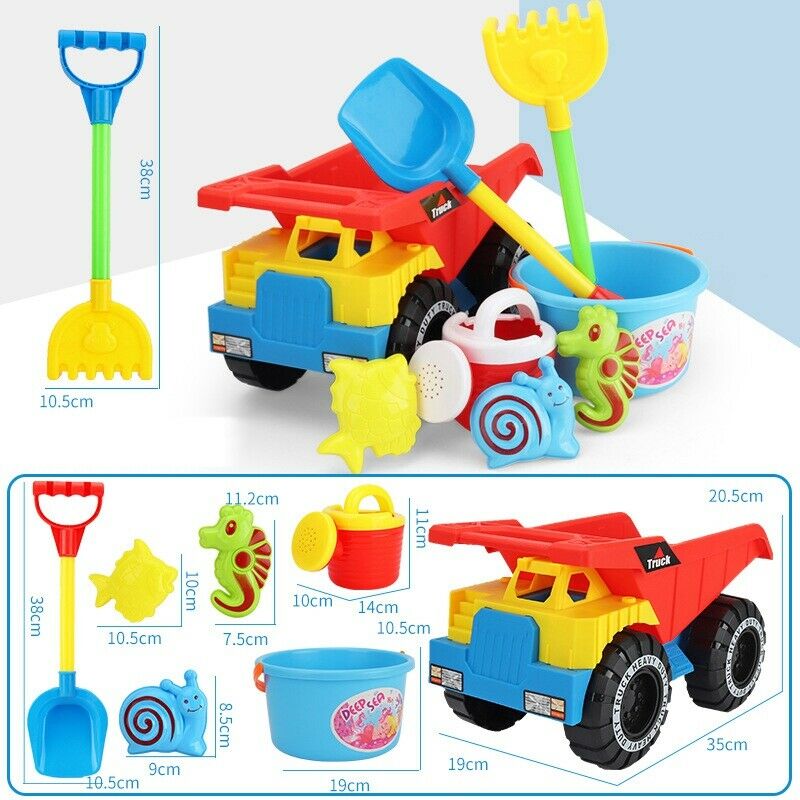 Kids Beach Sand Toys Set Sand Truck Bucket Shovels Rakes Tool Kit Sea AnimalW9T1