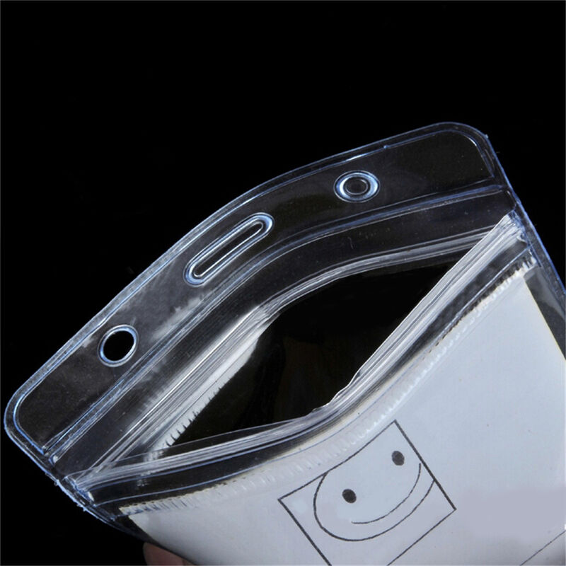 10 pcs/set ID Badge Card 95x80mm Plastic Pocket Holder Clear Pouches Lt