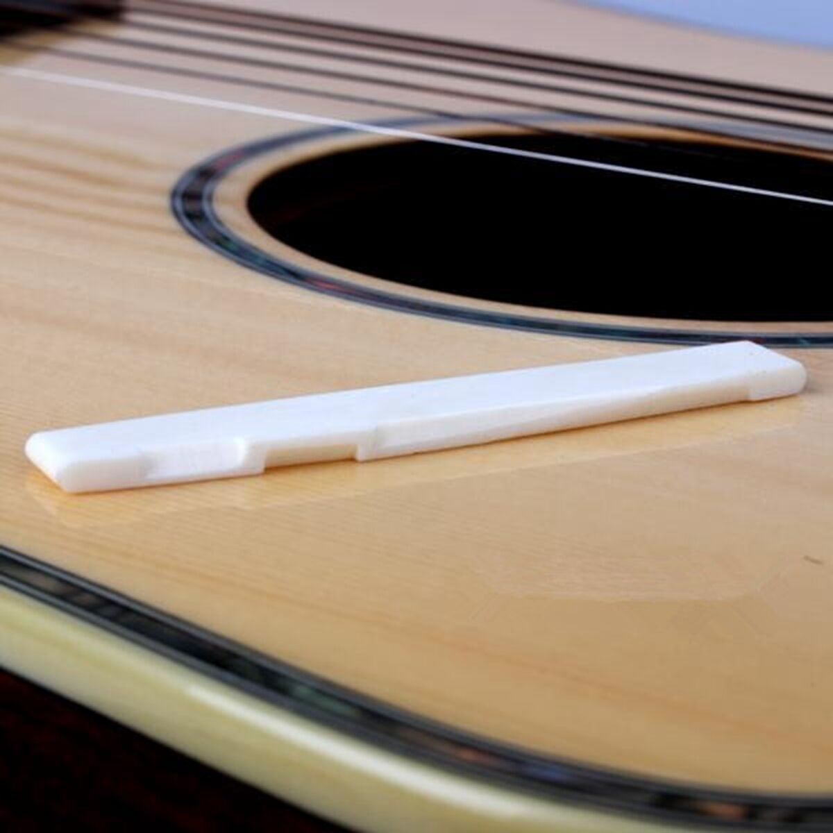 Mr.Power 6 String Guitar Bone Bridge Saddle and Nut Made of Real Bone For