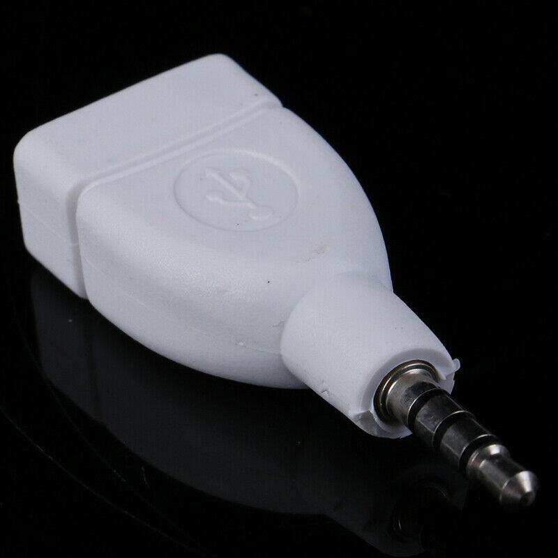 Converter Adapter USB 2.0 Female to 3.5mm Male AUX Audio Car Plug Jack white Gy