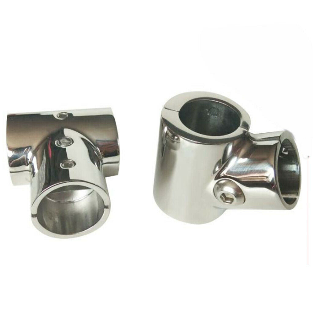 Boat Handrail Fitting 90 Degree Tee 3 Way 22mm 0.87 inch - Stainless Steel