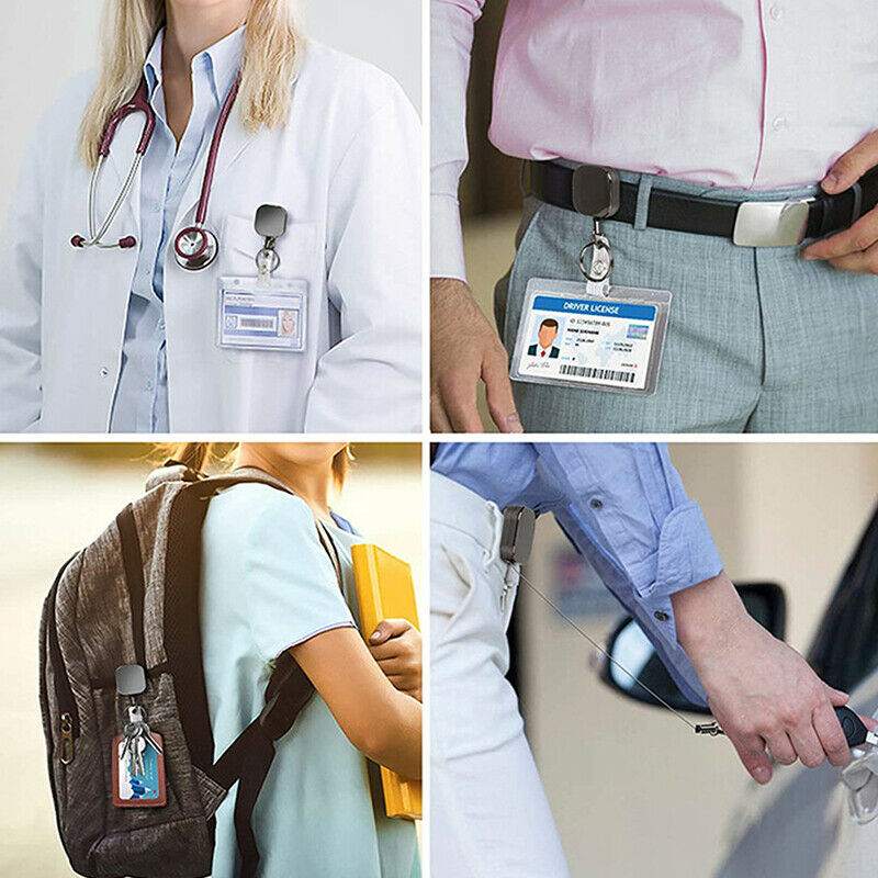 1 Pcs Square Metal Retractable Nurse Badge Reel Clip Badge Doctor ID Card.l8