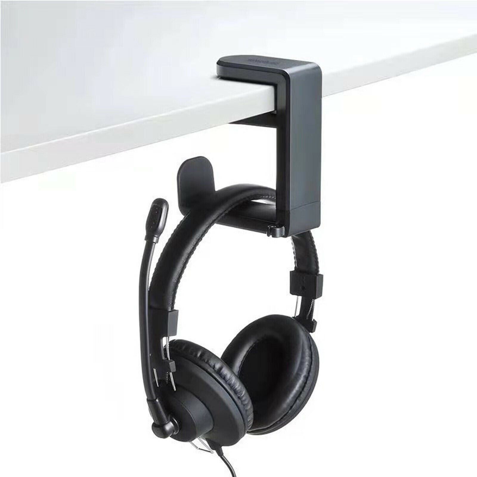Black Headphones Headset Stand Holder 360 Degree Swing Clamp Headphone
