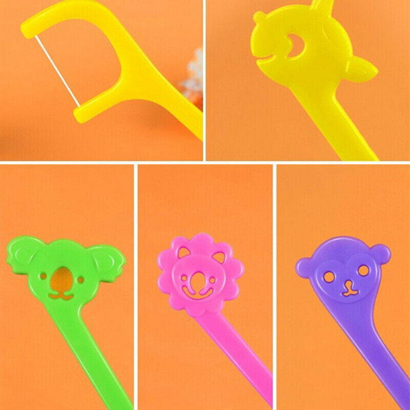 96×Kid Dental Floss Stick Flossing String Tooth Picks Flossers Teeth Plaq.l8