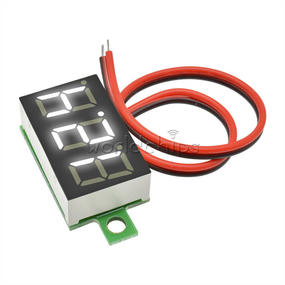 Mini White 4.7-32V 2 Wire LED Panel Voltage Meter 3-Digital Adjustment Voltmeter