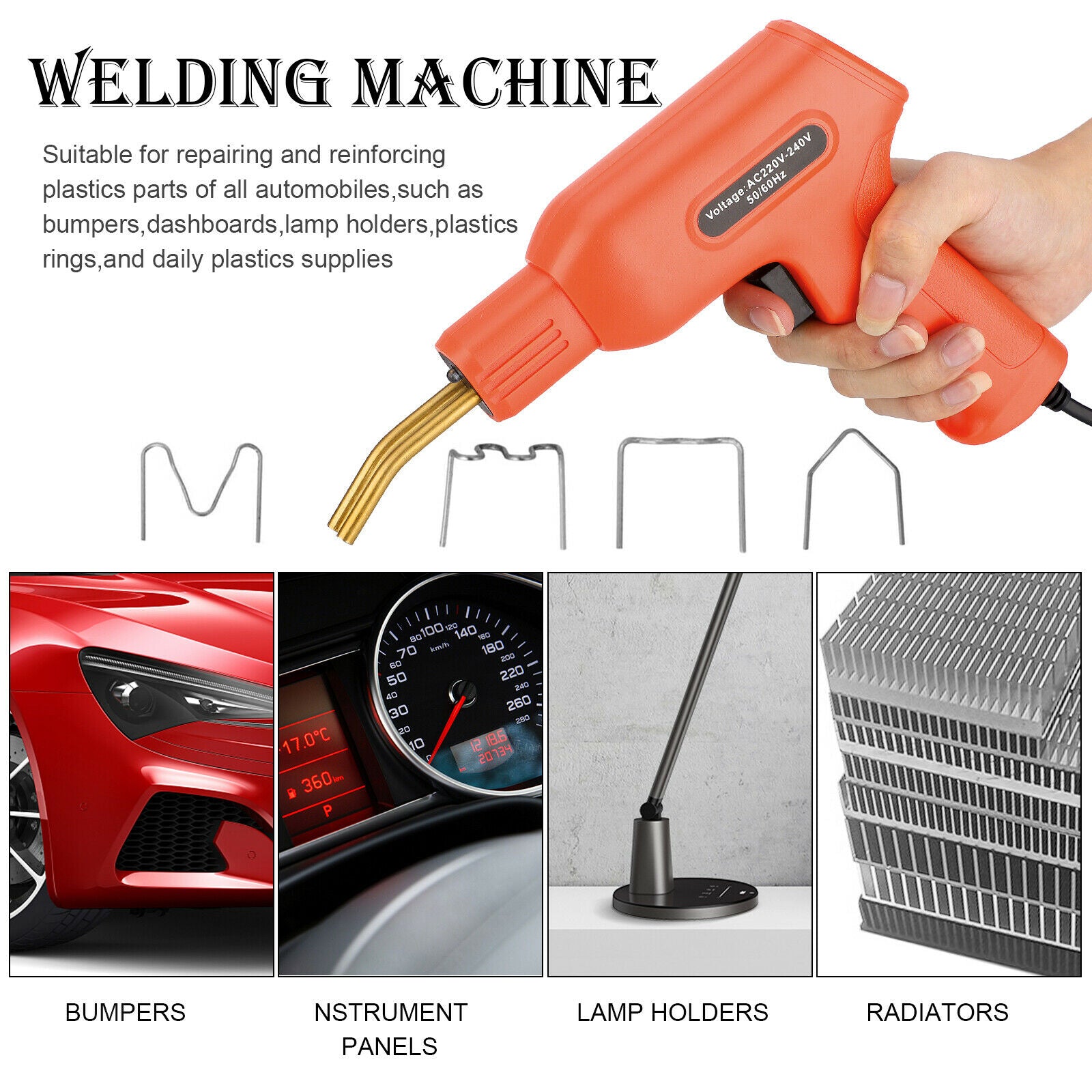 Handy Plastic Welder Car Bumper Welder Gun with Staples Kit Garage Tool 110V