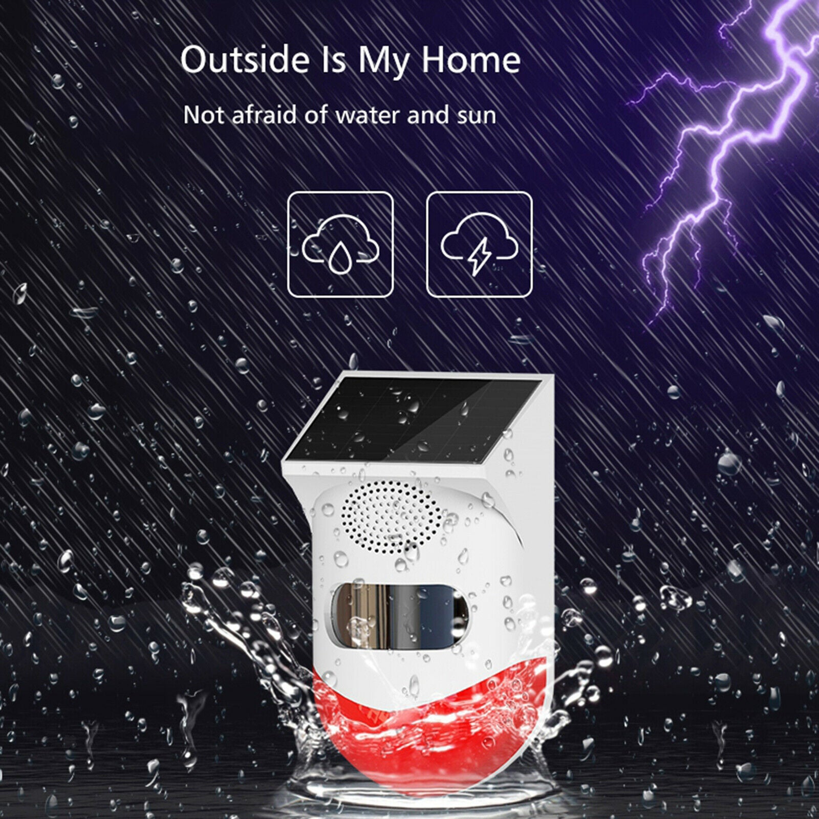 WiFi Solar Strobe Light 120db Sound Motion Detector System Remote Control