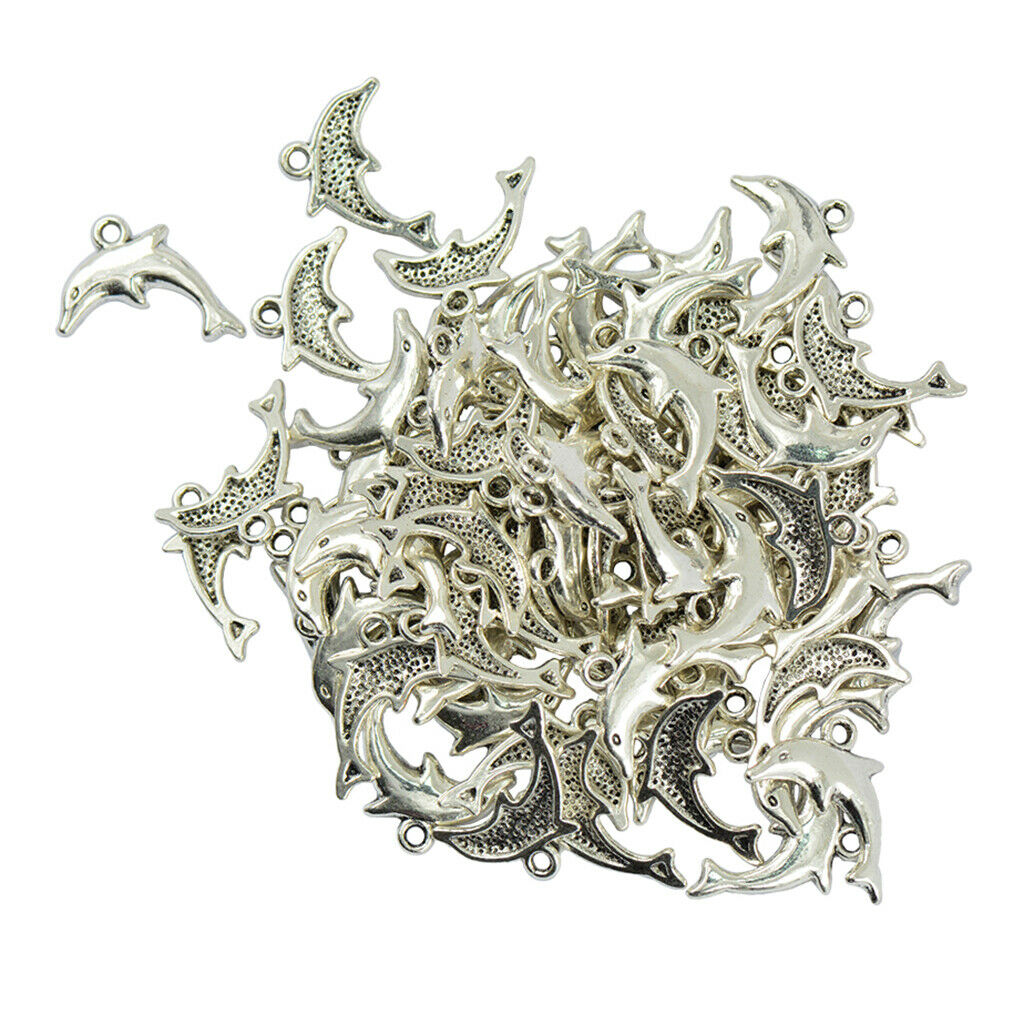 50 pieces nautical dolphin shape charms pendants for jewelry making