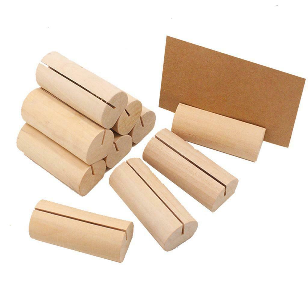 50x Rustic Wood Place Card Holder Natural Wooden Bark Memo Holder Stands Table