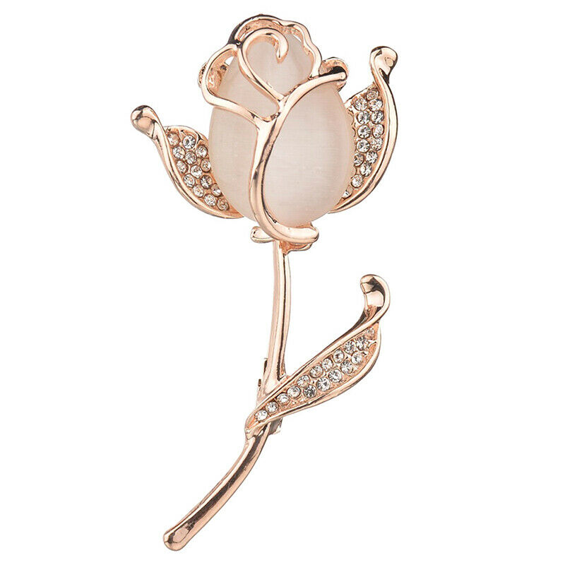 Rose Flower Brooches for Women Tulip Fashion Pin Elegant Rhinestone Broo.l8