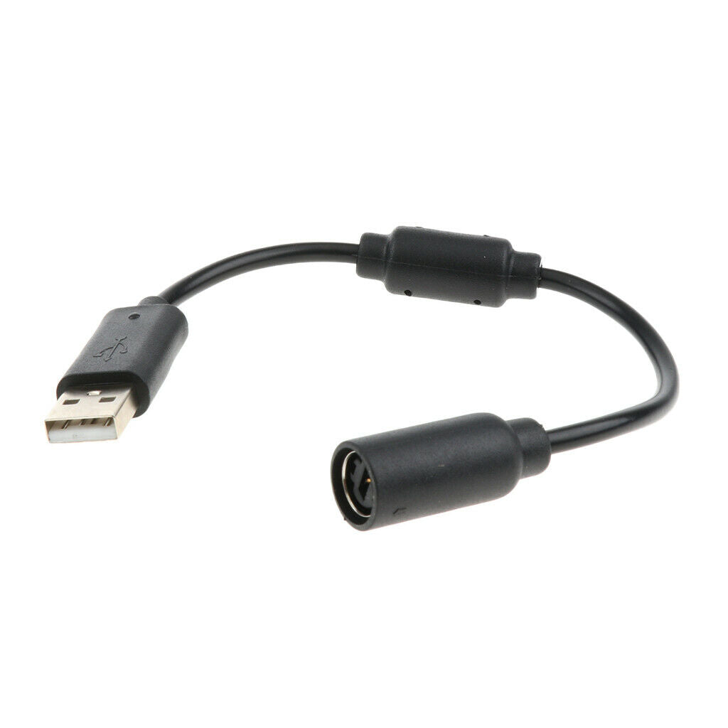 2X USB Converter Cable for Microsoft Xbox 360 Controller Breakaway Cord - Black