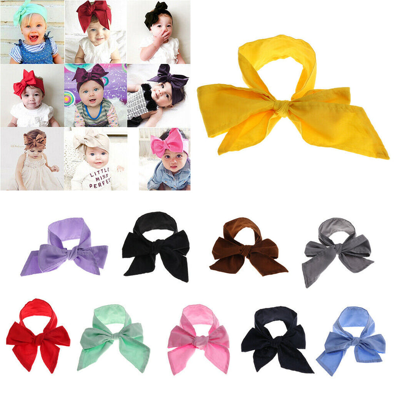 Baby Toddler Girl Kid Bow Rabbit Flower Hair Band Turban Headband Yellow