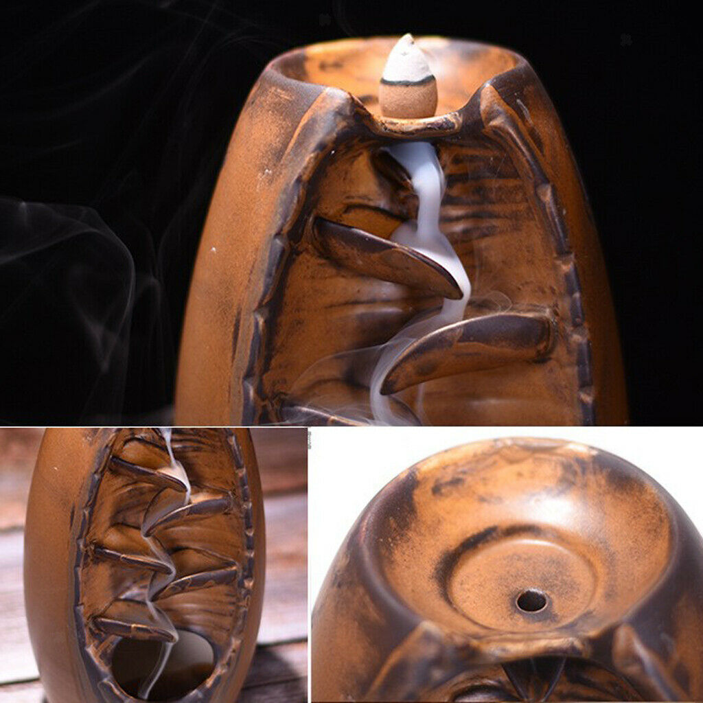 Mountain Smoke Backflow Incense Burner Stick Cone Holder Decor Ornament b