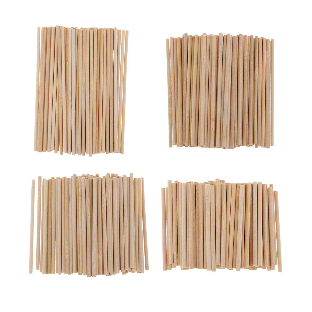 50 Pieces Bamboo Wood Stick Unpainted Wooden Round Stick Dowel Rod 150mm