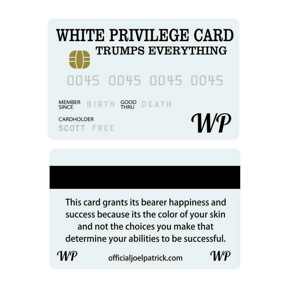 Novelty White Privilege Card Gag Wallet Size Collectable Laminated Gift Craft US