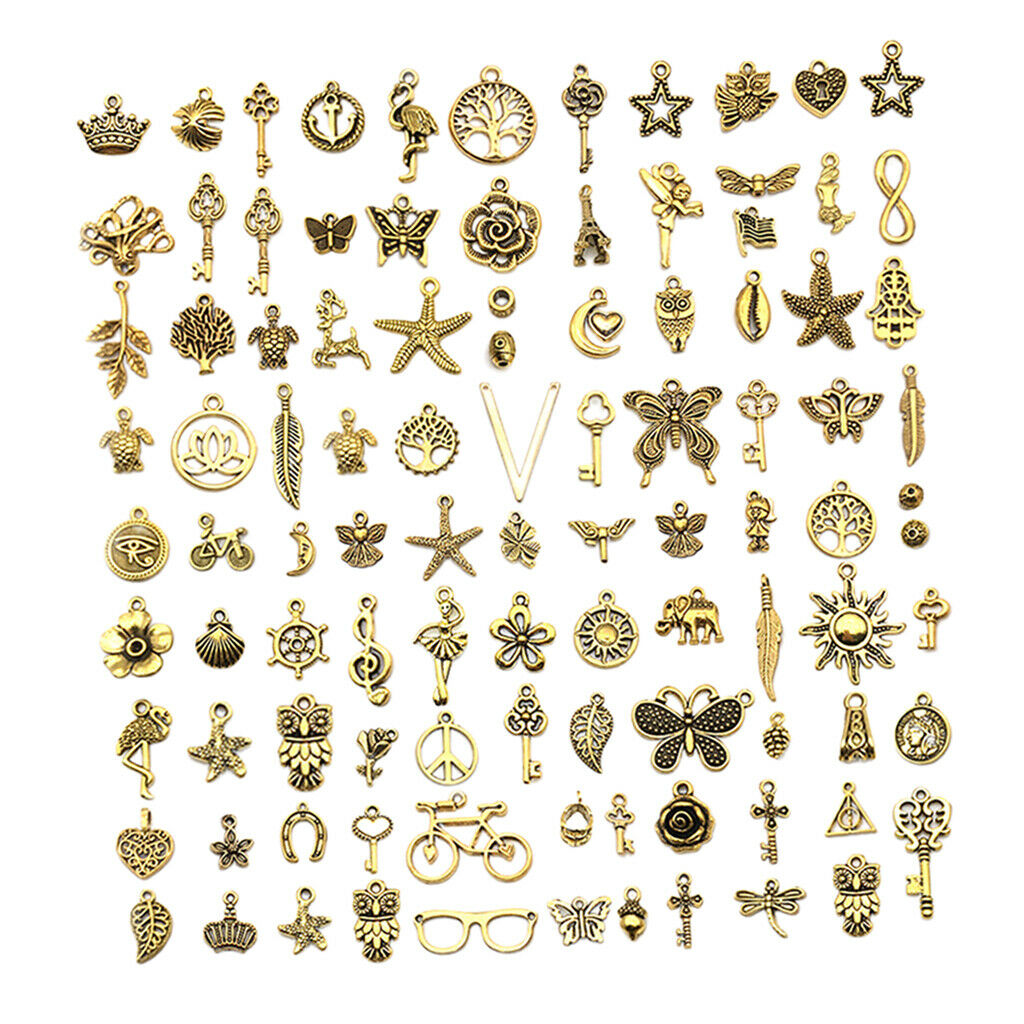 100 Charm Pendants Mixed Metal Cute Styles Charms for Jewelry Bracelet Necklace