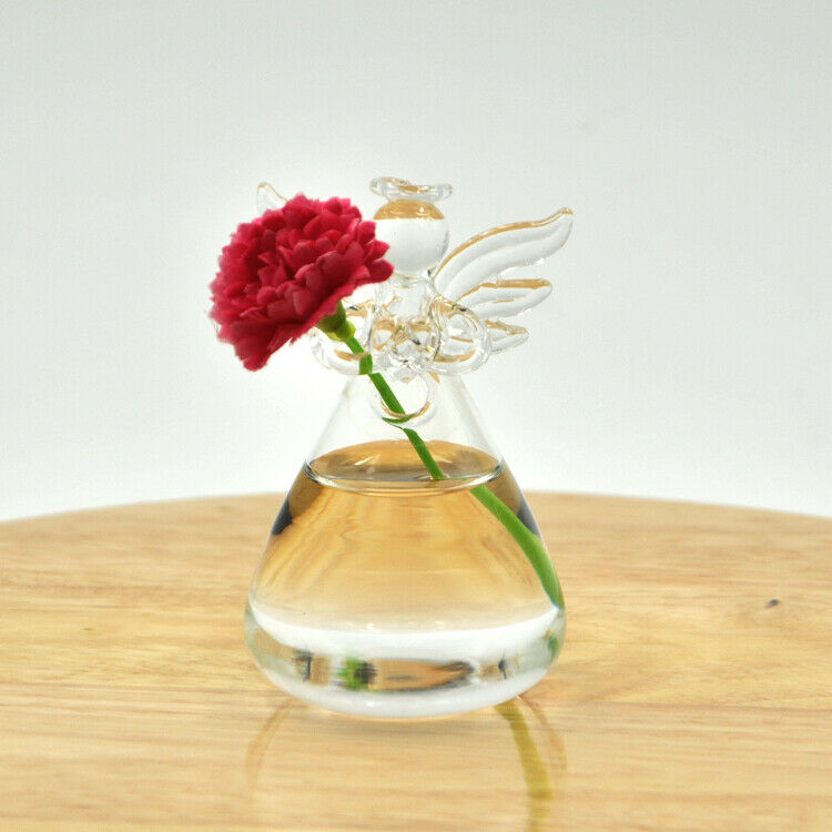 4Pcs Cute Glass Angel Shape Flower Plant Stand Hanging Vase Hydroponic Container