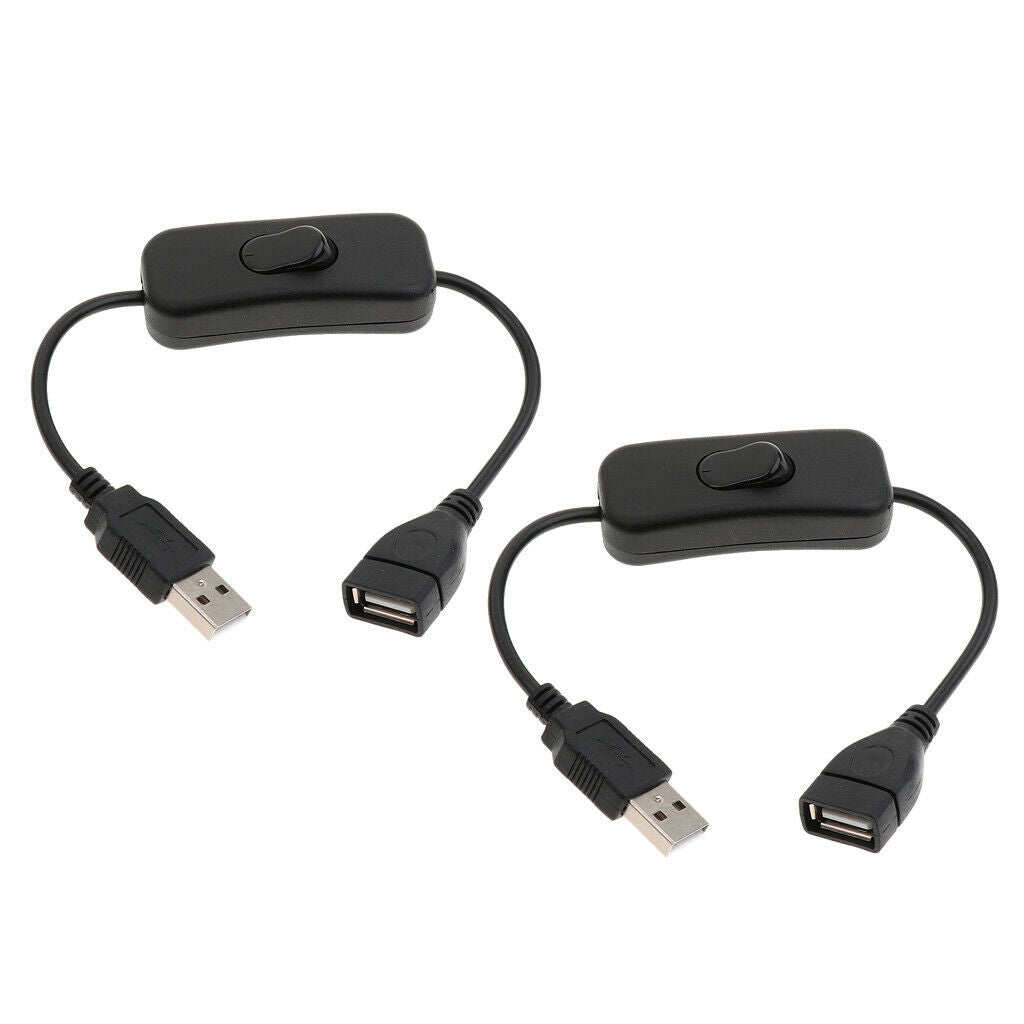 2x Type-A Male to Female USB Cable with ON/OFF Switch Easy Start/Reboot