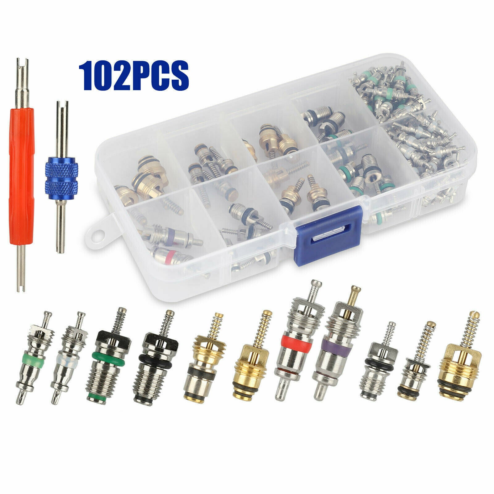 102pcs R12 & R134a A/C Car Vehicle Air Conditioner Valve Core Remover Tool Kit
