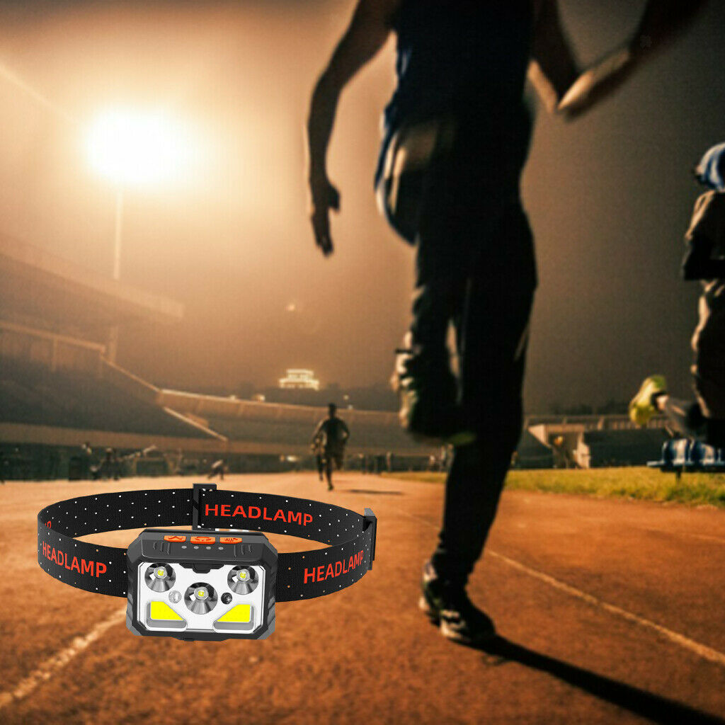 USB Rechargeable Headlamp COB LED Headlight Sensor Flashlight Work Lighting
